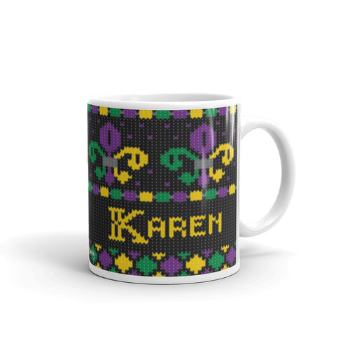 Mardi Gras Knitting Mug, NOLA Mug, Louisiana Mug, Knitter Mug, Fleur Di Lis Mug, Mardi Gras Beads Mug, NOLA cup
